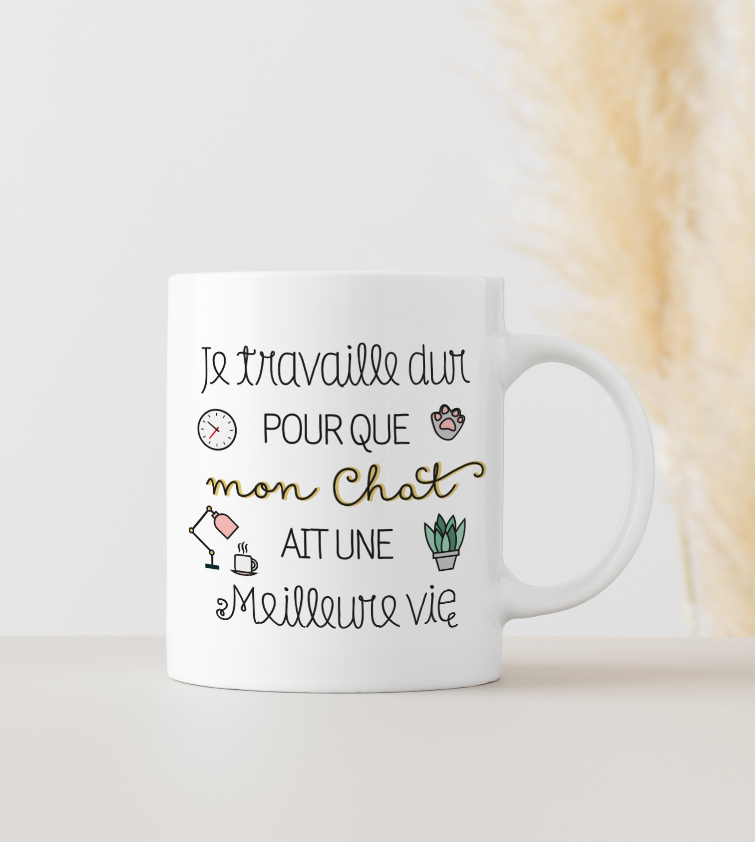 Mug Chat bosse dur !: Avec 1 joli mug en céramique et 1 carnet